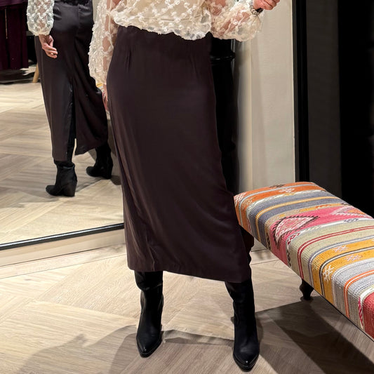 Ichi Rok Zilna Satijn Bruin - Peet kleding