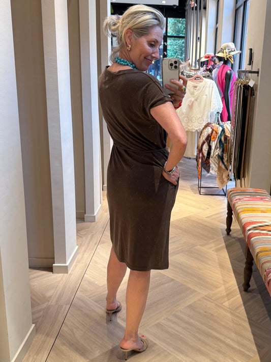 Azzurro Jurk Jill Donkerbruin - Peet kleding