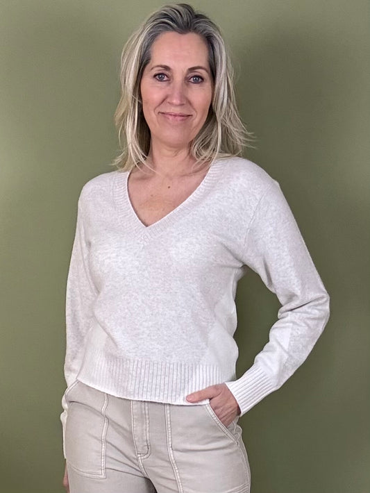 Yaya Trui V-Hals Beige - Peet kleding