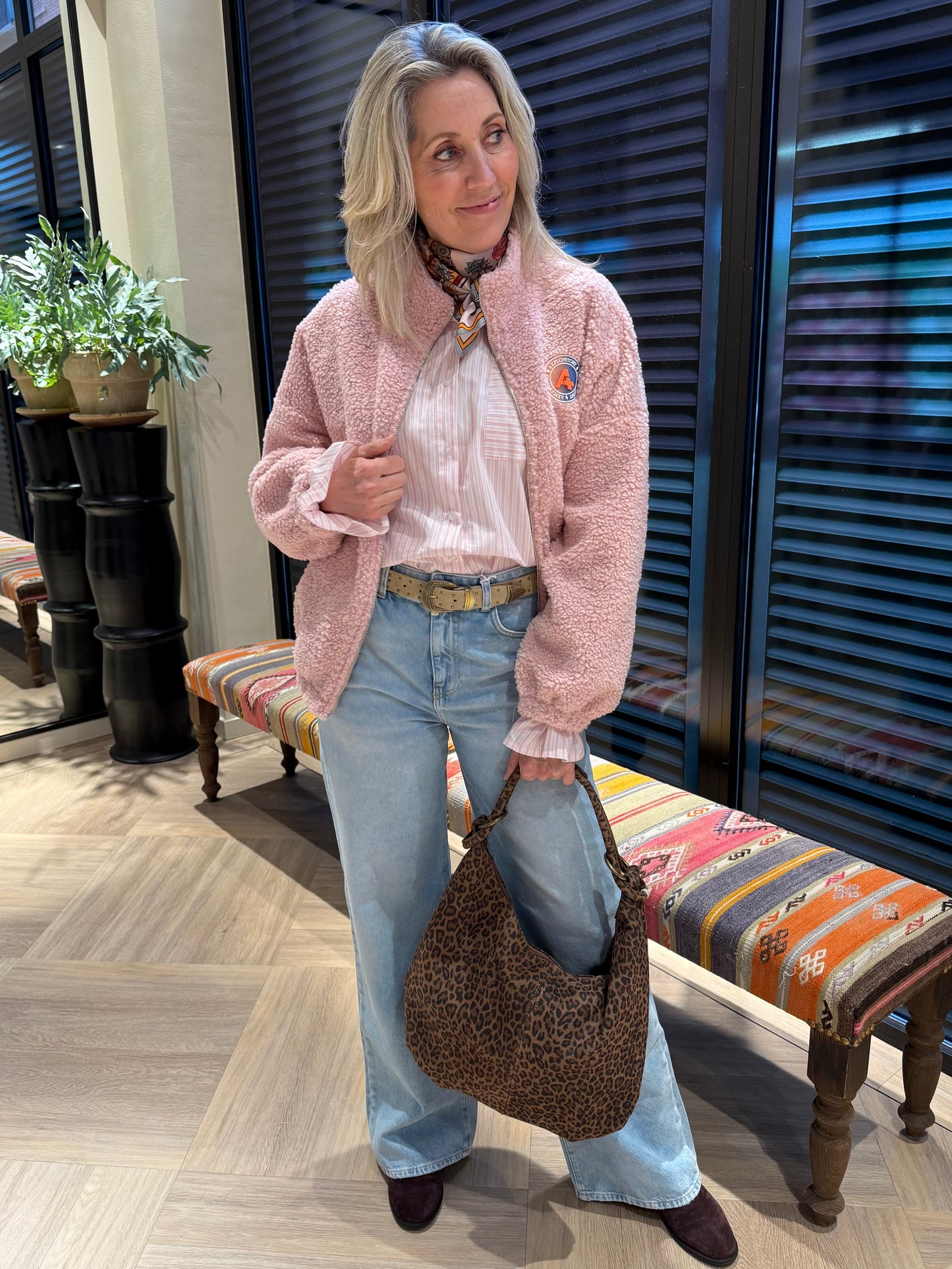 Azzurro Blouse Streep Roze - Peet kleding