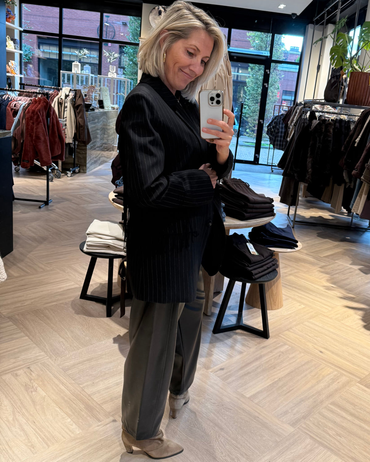 Blazer Billy Krijtstreep Franje Zwart - Peet kleding