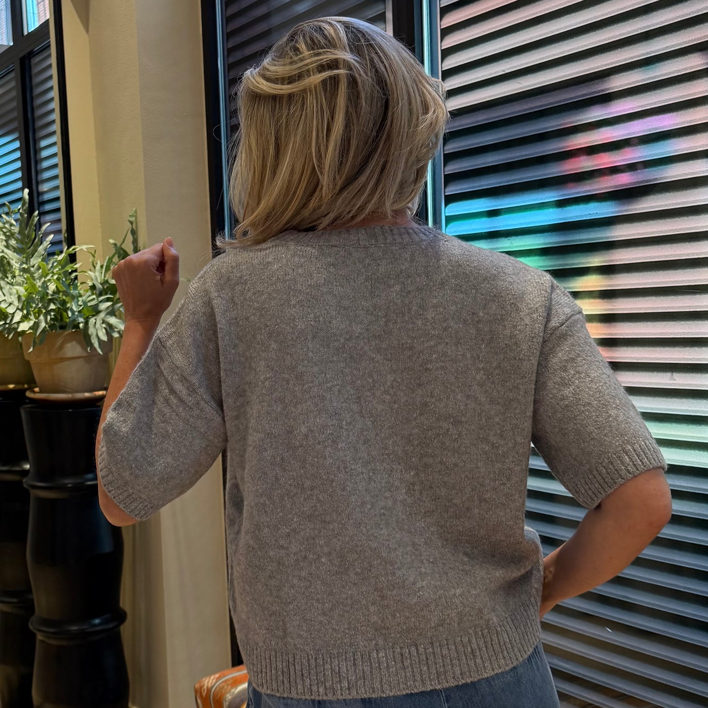 Yaya Trui Korte Mouw Grijs - Peet kleding