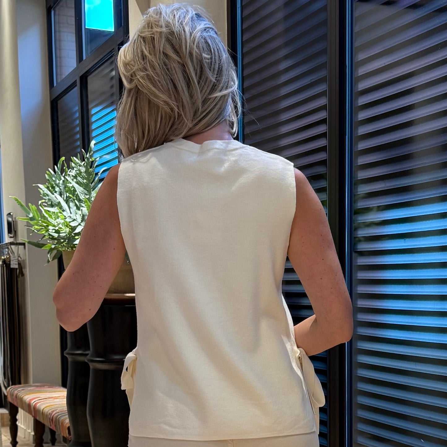 Gebreide Top Mouwloos Lucy Ecru - Peet kleding
