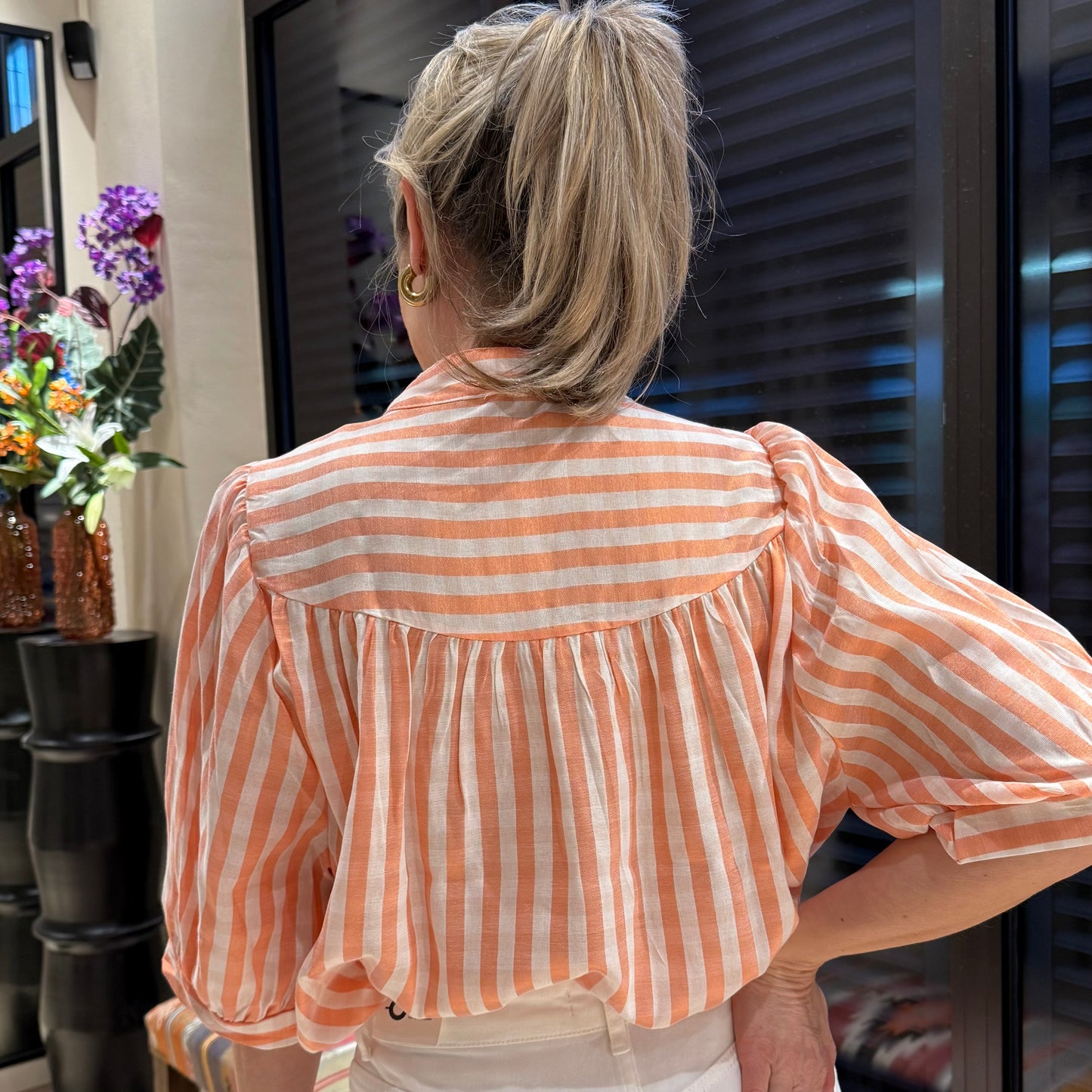 Triple Nine Blouse Coco Streep Oranje - Peet kleding
