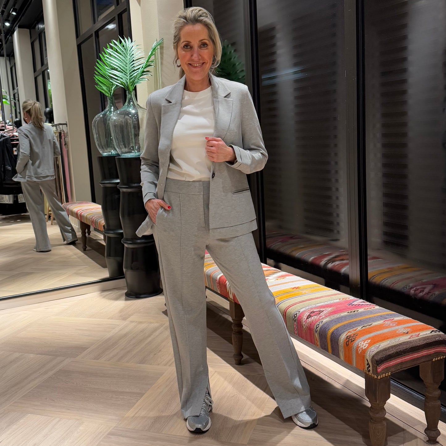 Yaya Blazer Grey Melange - Peet kleding