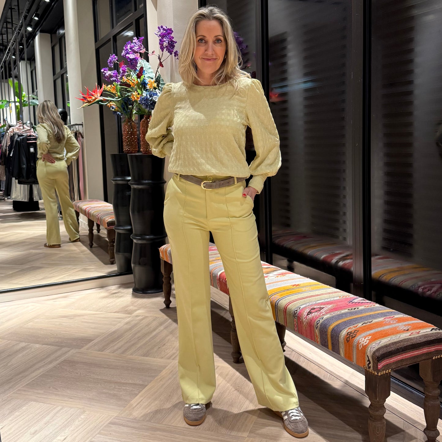 Azzurro Pantalon Pia Lime - Peet kleding
