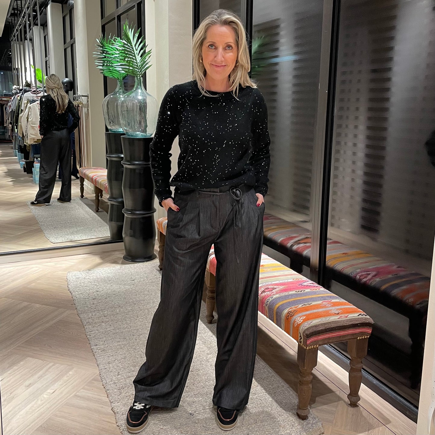 Ichi Broek Hotara Zwart - Peet kleding