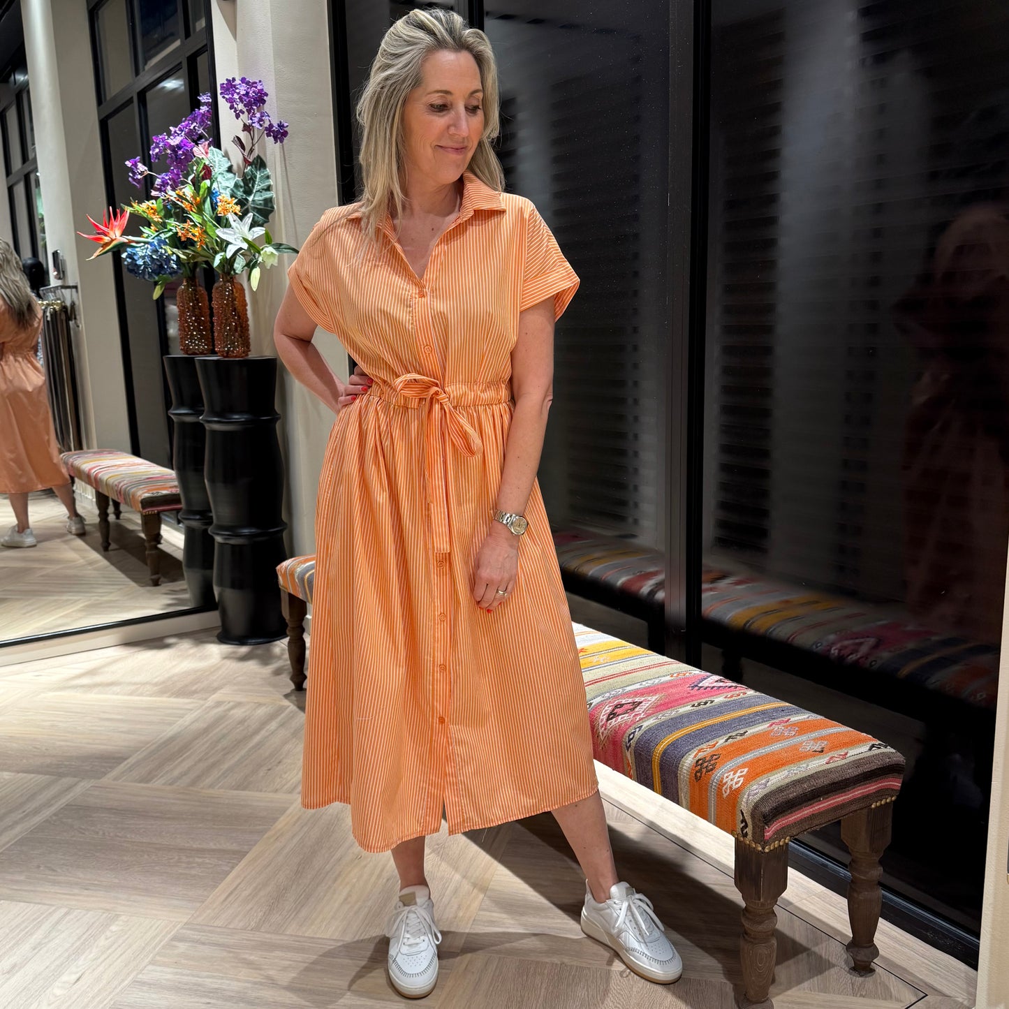 Jurk Côte d'Azur Streep Oranje - Peet kleding