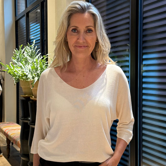 Top Joy V-hals Offwhite - Peet kleding