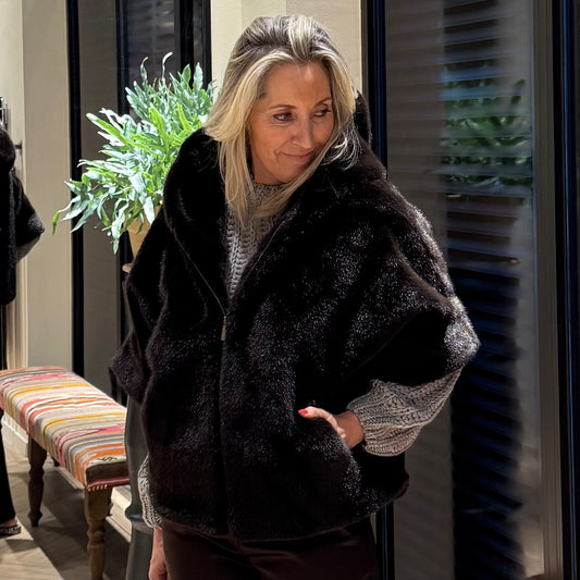 Bodywarmer Celia Faux Fur Donkerbruin - Peet kleding