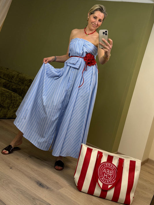 Jurk Door Strapless Blauw - Peet kleding