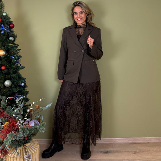 Ambika Top Kant Bruin - Peet kleding