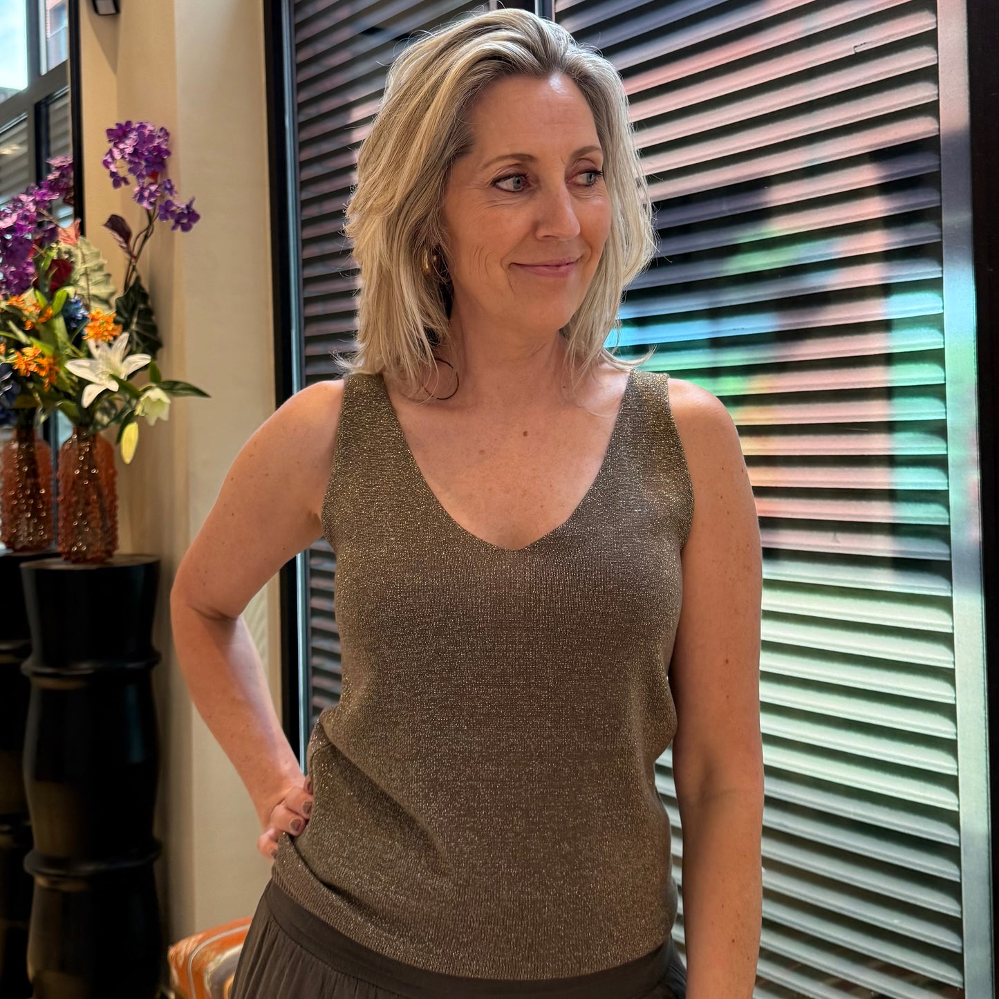 Triple Nine Topje Lurex Bruin - Peet kleding