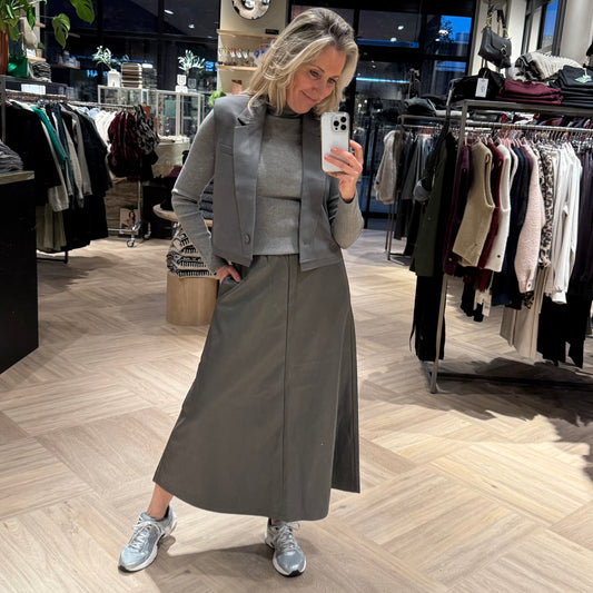 Yaya Rok Faux Leather Taupe - Peet kleding