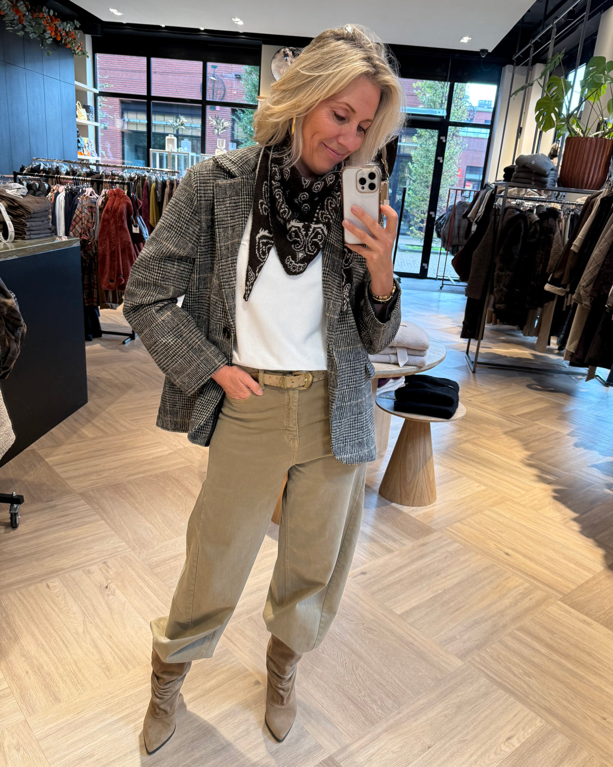 Blazer Velours Ruit Zwart - Peet kleding
