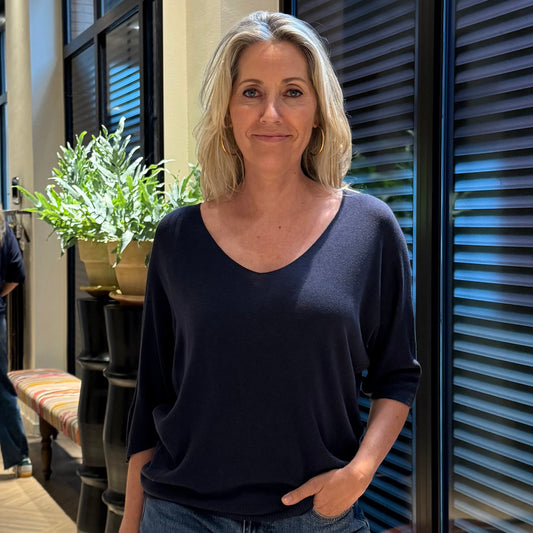 Top Joy V-hals Navy - Peet kleding