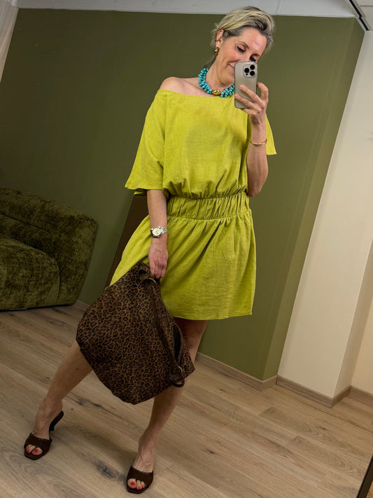 Azzurro Jurk Carmen Lime - Peet kleding