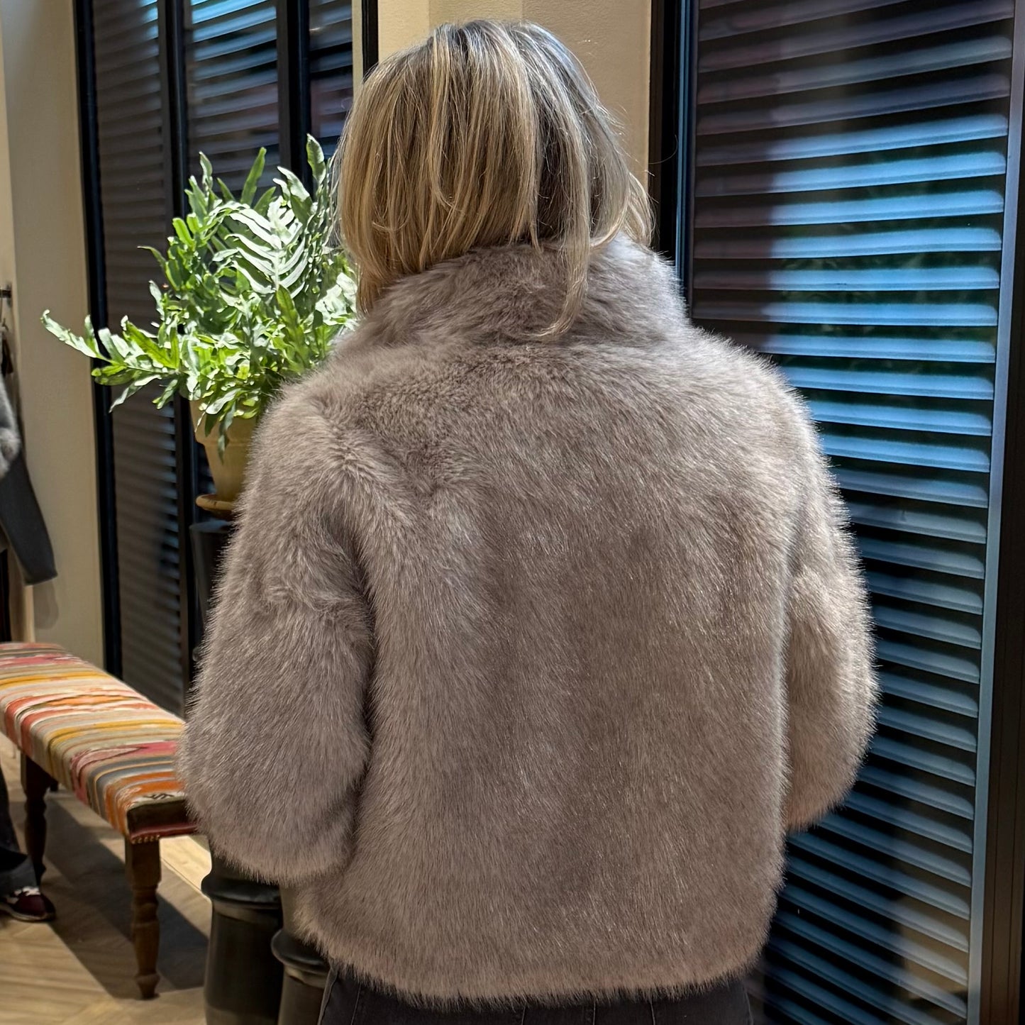 Yaya Faux Fur Jacket Grijs - Peet kleding