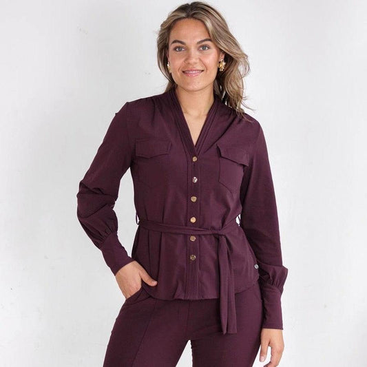 Triple Nine - Travel Blouse Megan Aubergine - 5926 - Peet kleding