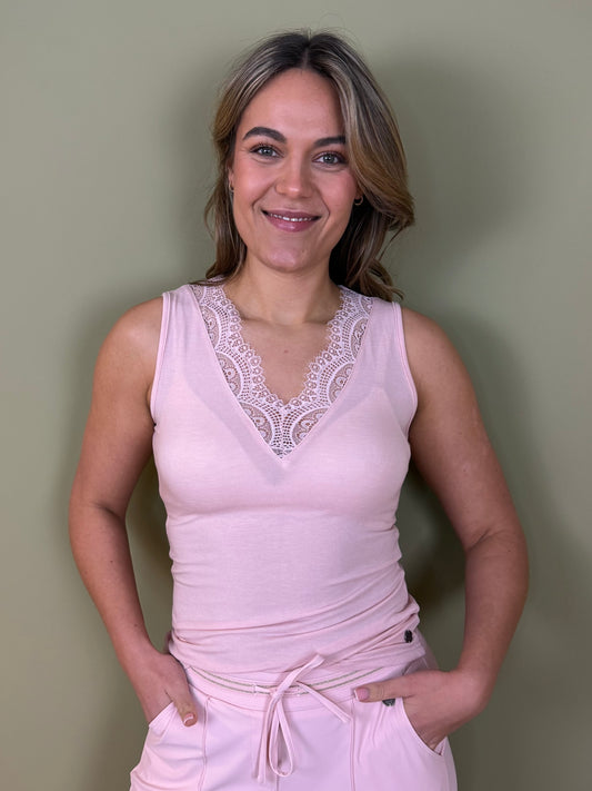 Triple Nine - Cashmere Top Sisi Poederroze - 9005 - Peet kleding