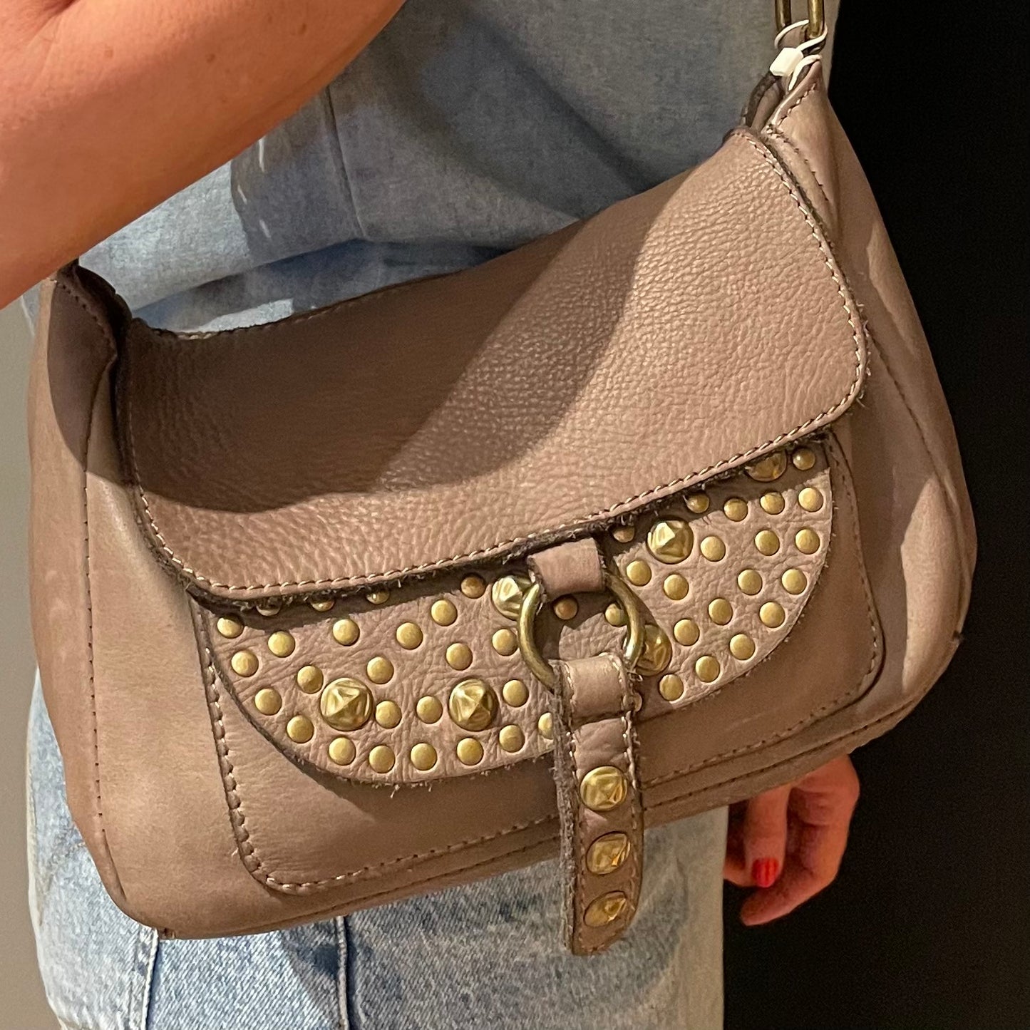 Tas Jeroma Leder Taupe - Peet kleding
