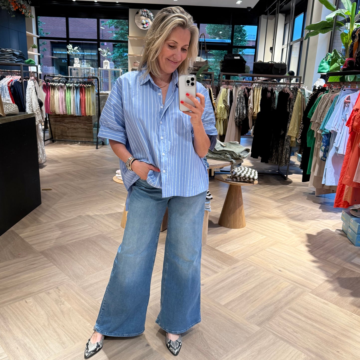 Azzurro Blouse Shirley Streep Blauw