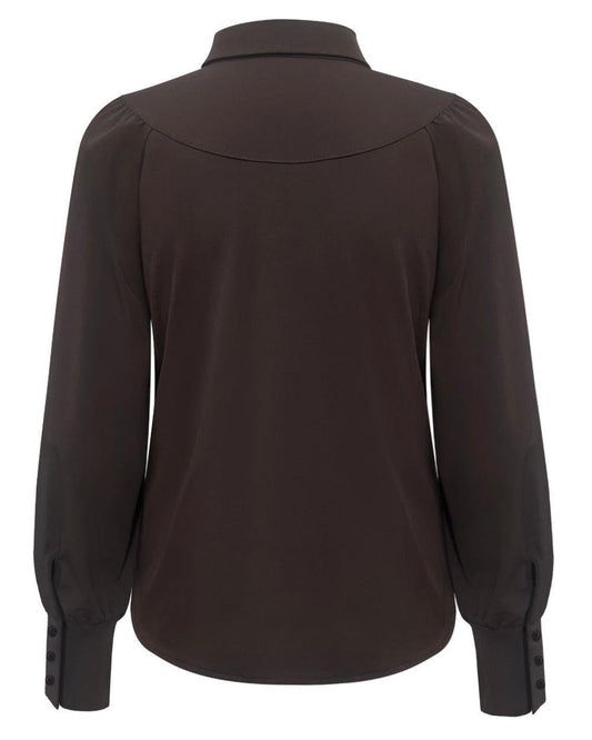 Triple Nine - Travel Blouse Moon Donkerbruin - 5919 - Peet kleding