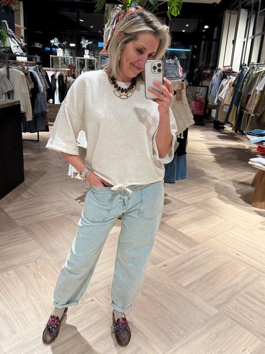 Yaya Sweater Omslag Mouw Ivory - Peet kleding