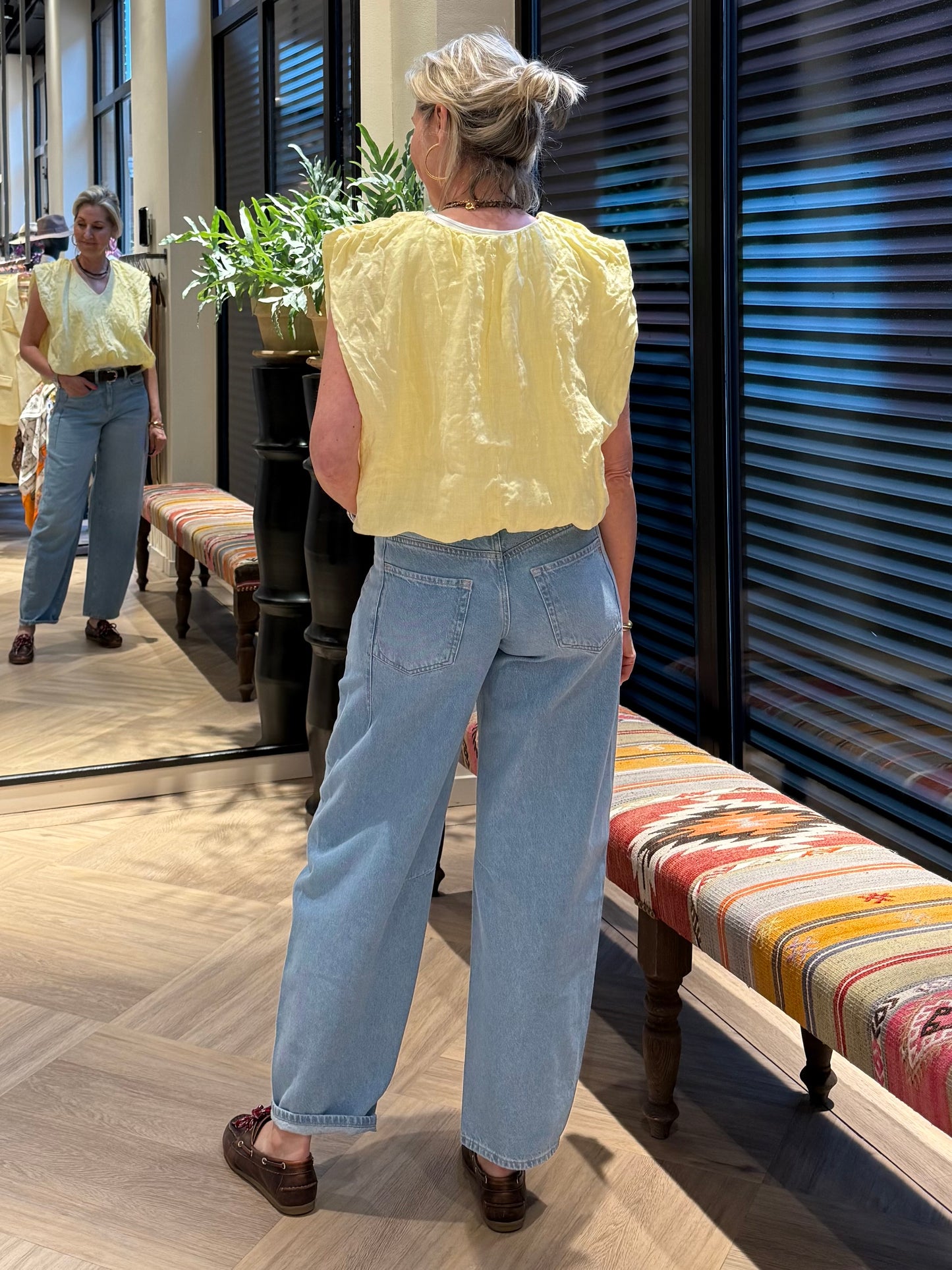 Blouse Linnen Boxy Geel - Peet kleding