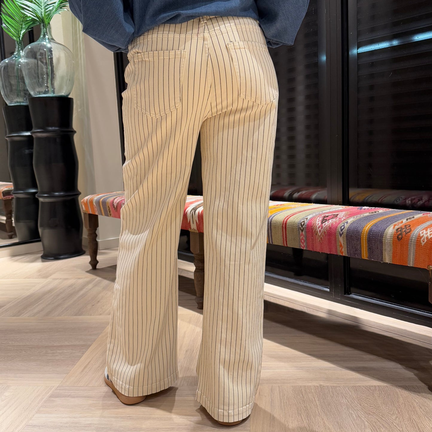 Geisha Broek Streep Ecru - Peet kleding