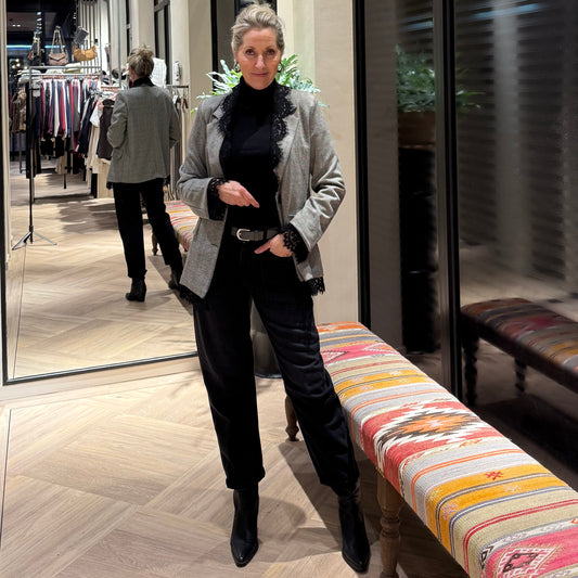 Blazer Grijze Ruit Kant - Peet kleding