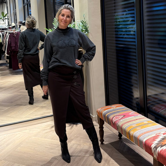 Copenhage Muse Sweater Roco Antraciet - Peet kleding