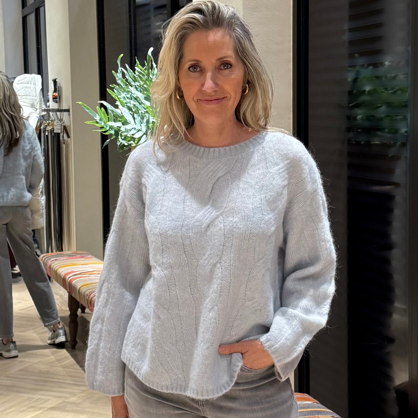 Yaya Trui Cable Wool Grijs - Peet kleding