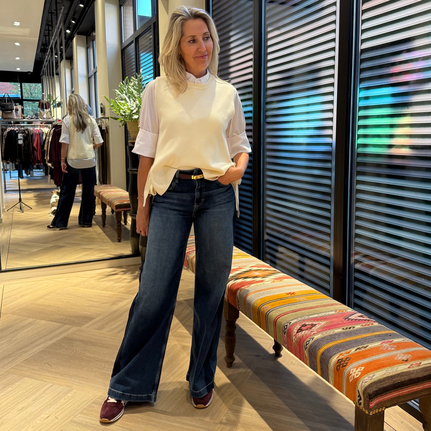 Gebreide Top Mouwloos Lucy Ecru - Peet kleding