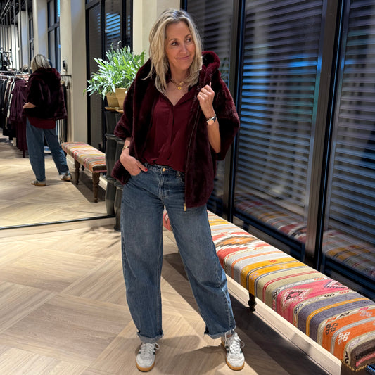 Bodywarmer Celia Faux Fur Bordeaux - Peet kleding