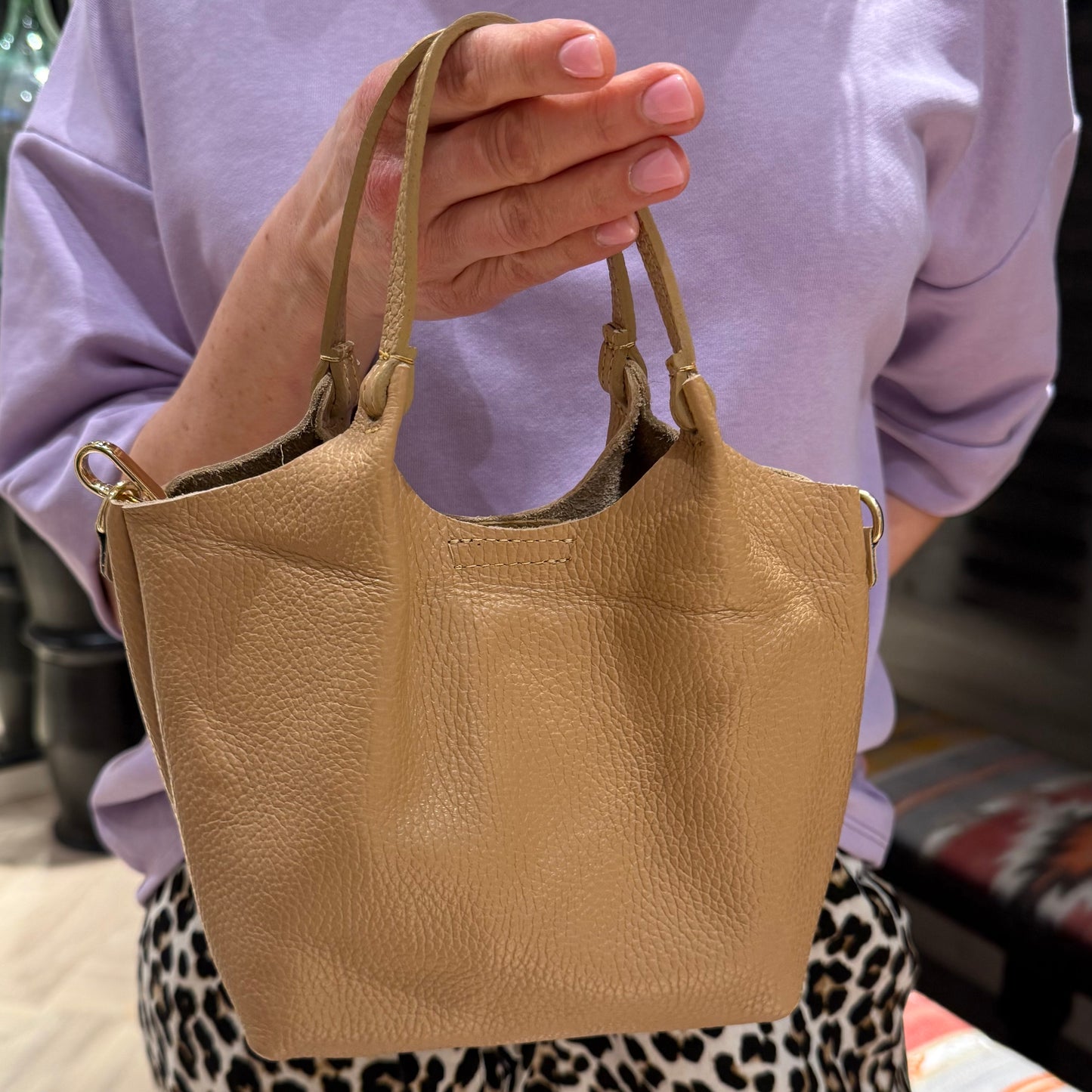 Handtas Jarel Leder Cognac - Peet kleding