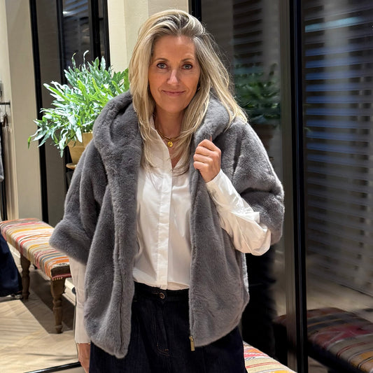 Bodywarmer Celia Faux Fur Grijs - Peet kleding