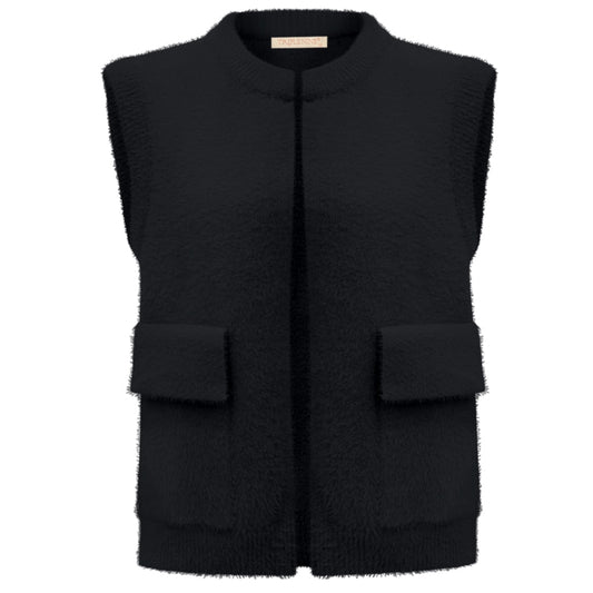 Triple Nine - Fluffy Gilet Inky Zwart - 9001 - Peet kleding