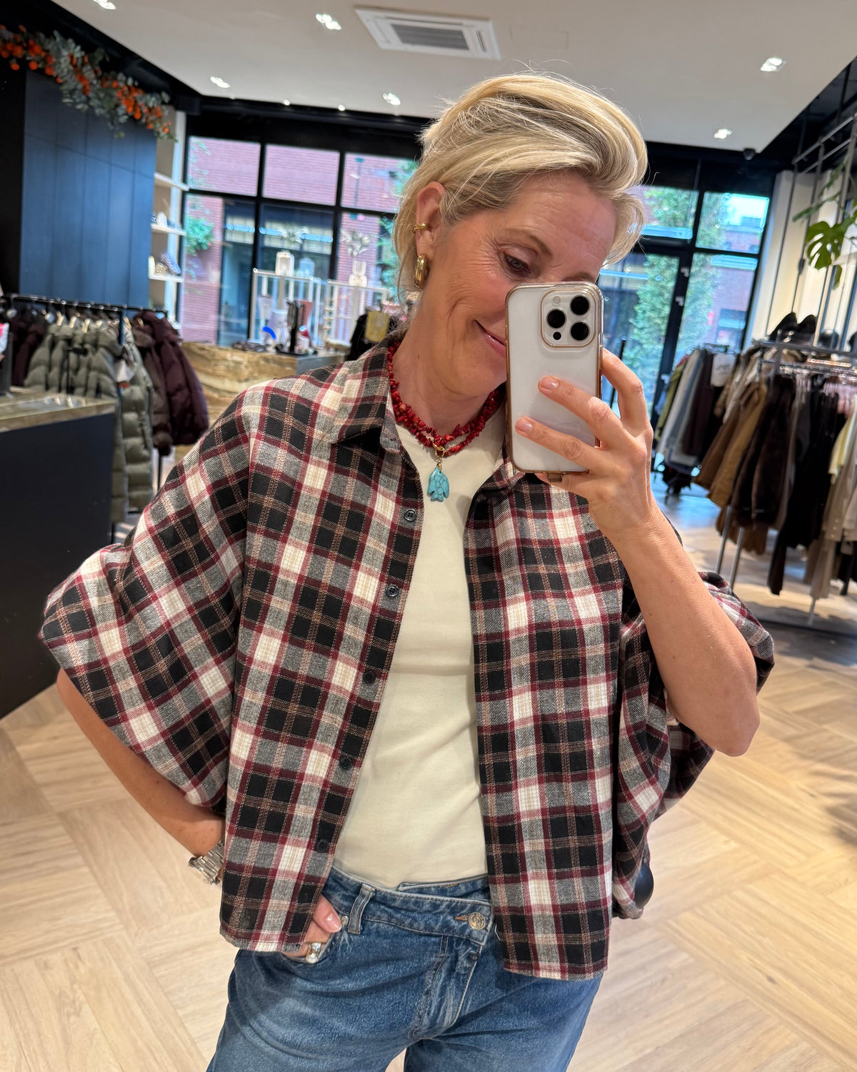 Blouse Roos Ruiten Zwart Rood