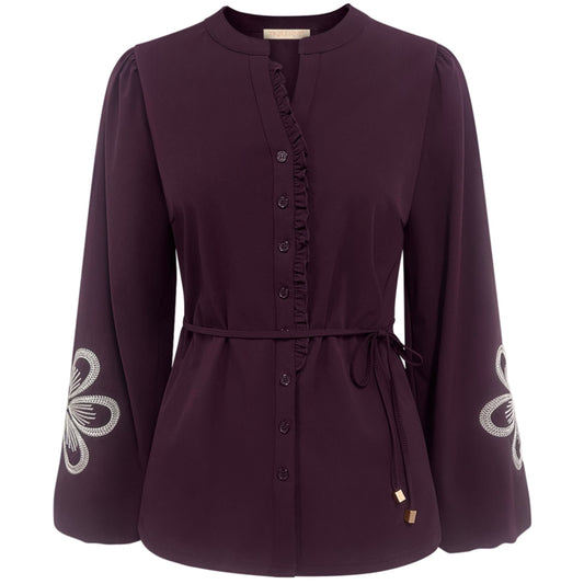 Triple Nine - Travel Blouse Simone Aubergine - 5923 - Peet kleding