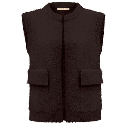 Triple Nine - Fluffy Gilet Inky Donkerbruin - 9001 - Peet kleding