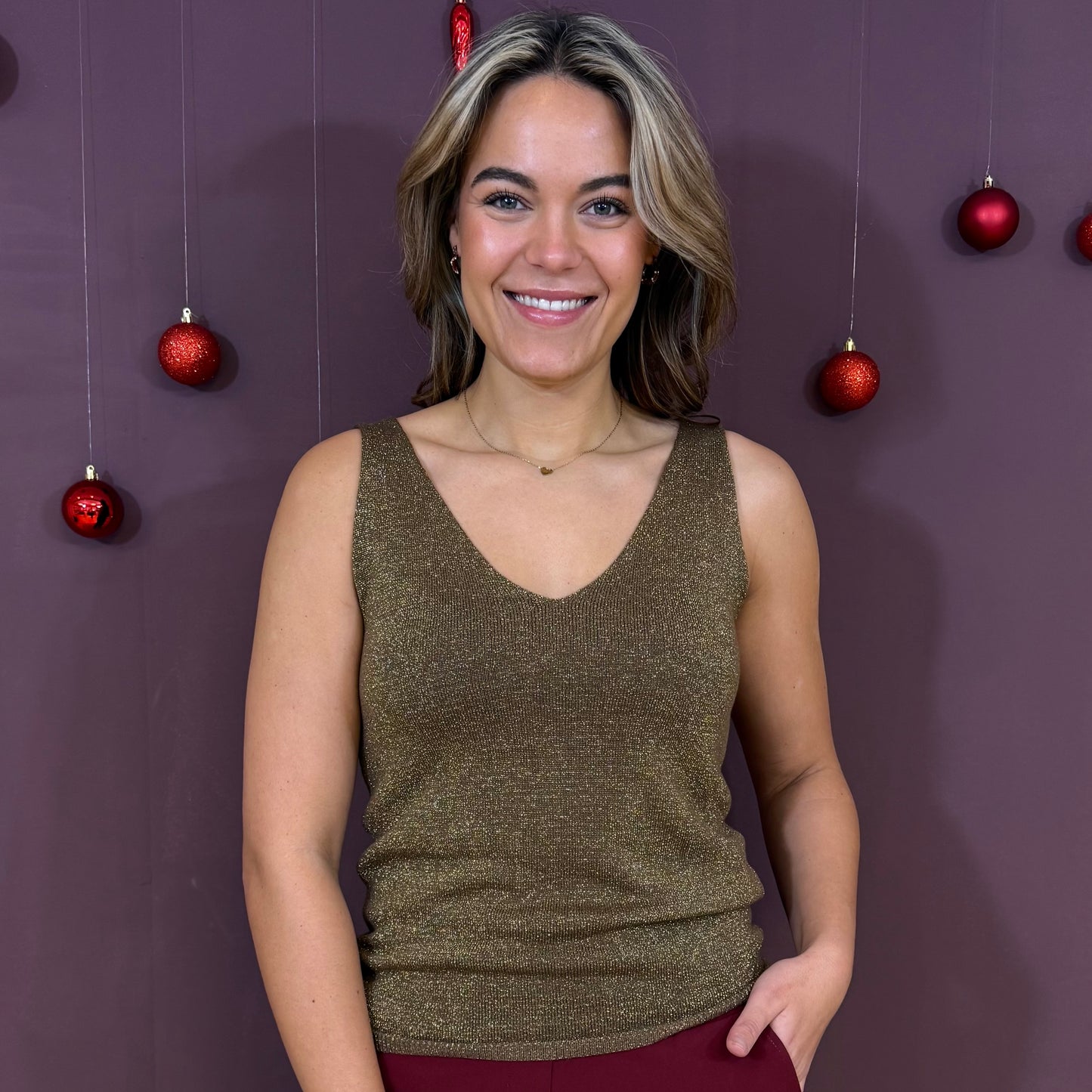 Triple Nine Topje Lurex Bruin - Peet kleding