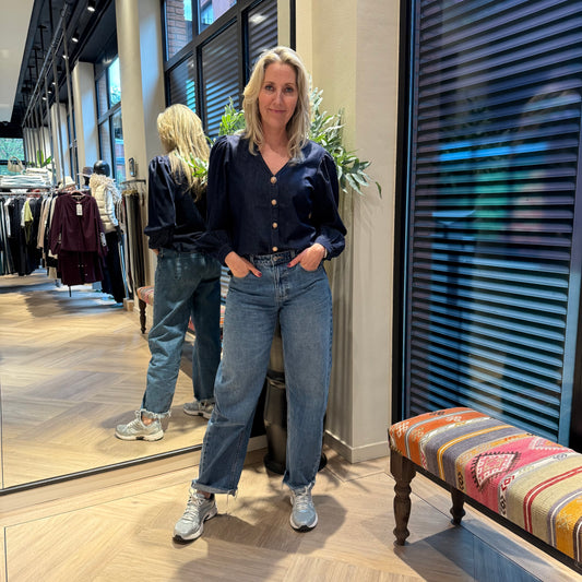 Geisha Denim Blouse Dark Blue - Peet kleding