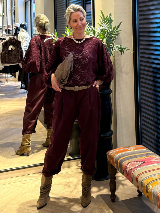 Top Merel Kant Aubergine - Peet kleding