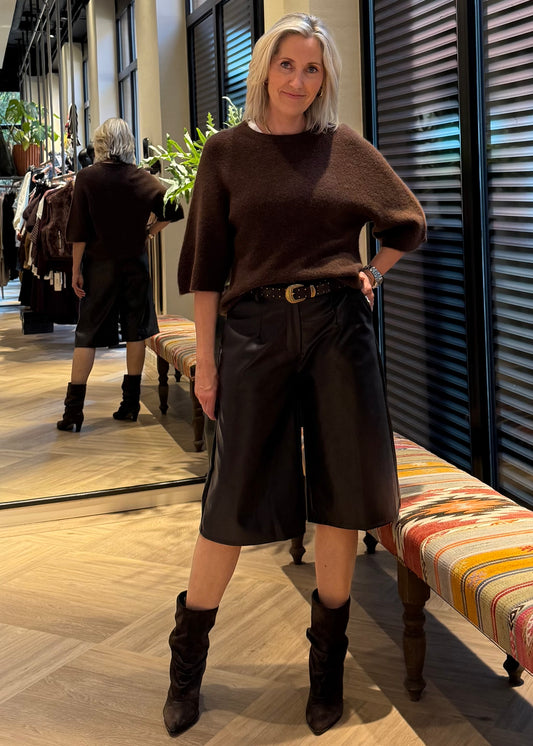 Bermuda Faux Leather Donkerbruin - Peet kleding