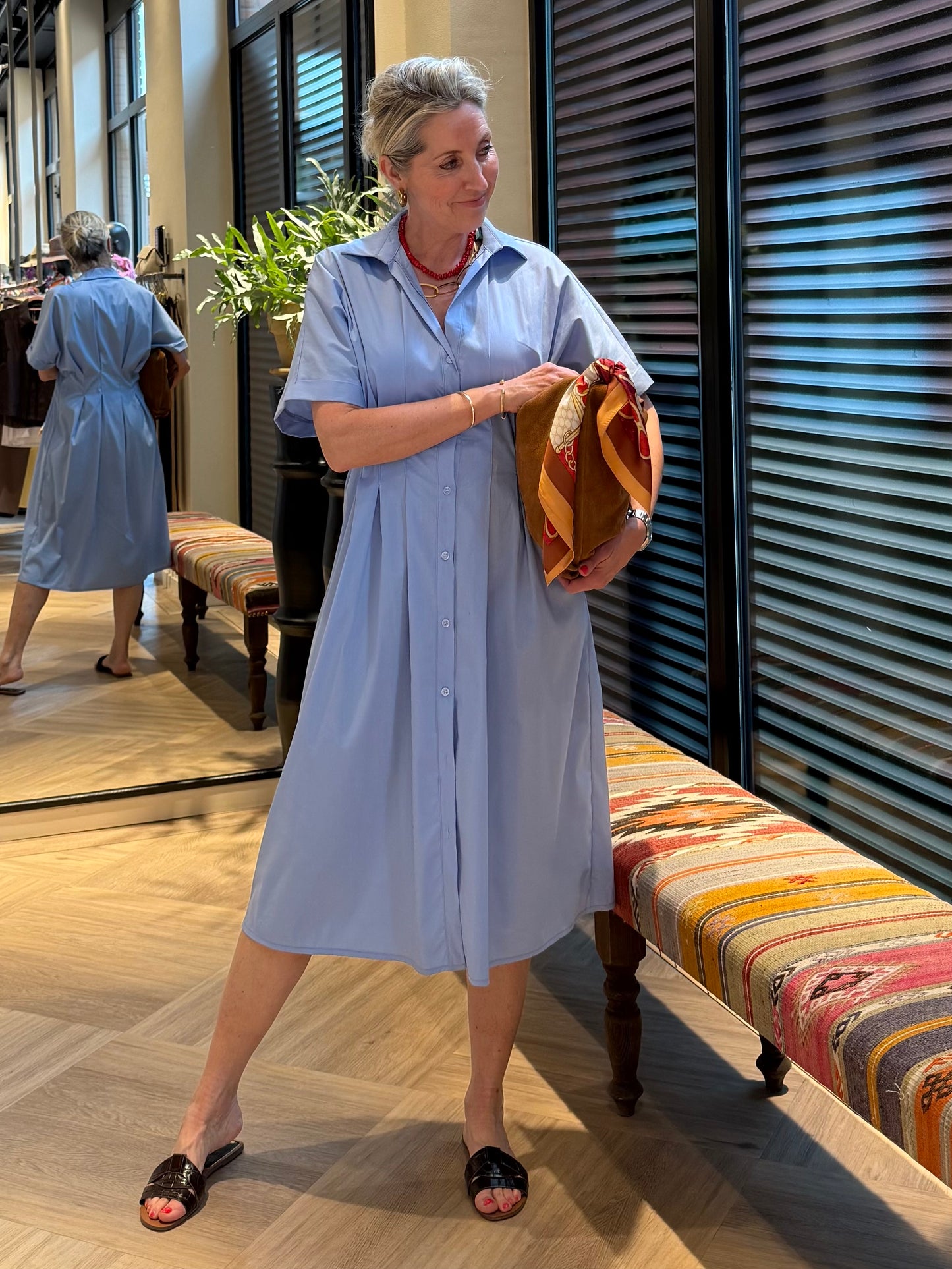 Jurk Pamela Katoen Blauw - Peet kleding
