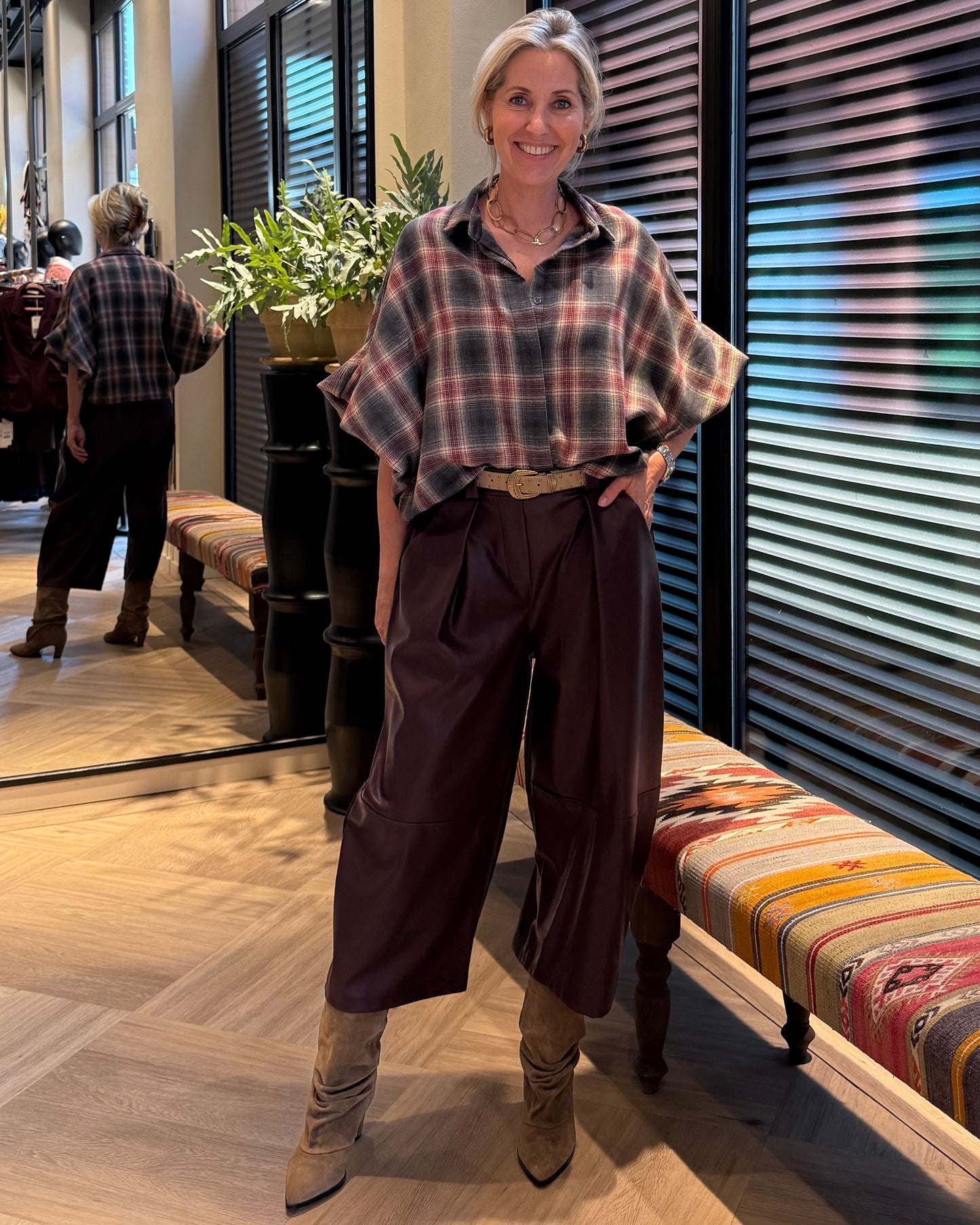 Blouse Roos Ruiten Zand Bordeaux