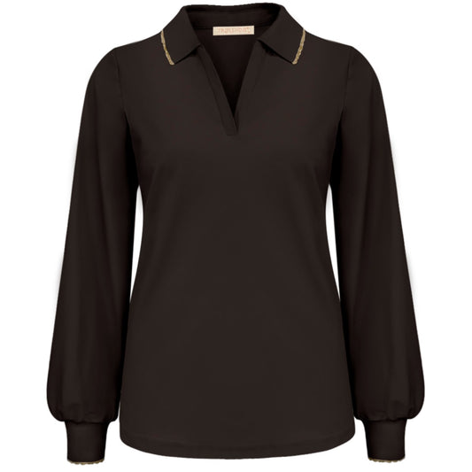 Triple Nine - Travel Top Raphaella Donkerbruin - 6929 - Peet kleding