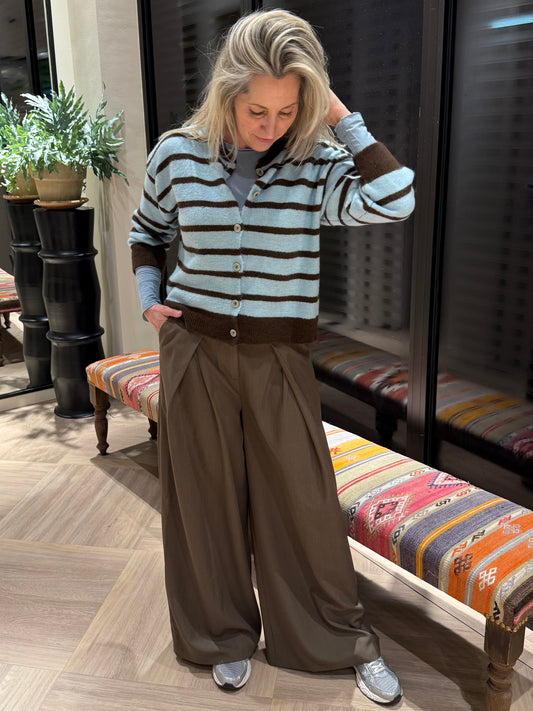 Vest Lucy Lichtblauw Bruin - Peet kleding