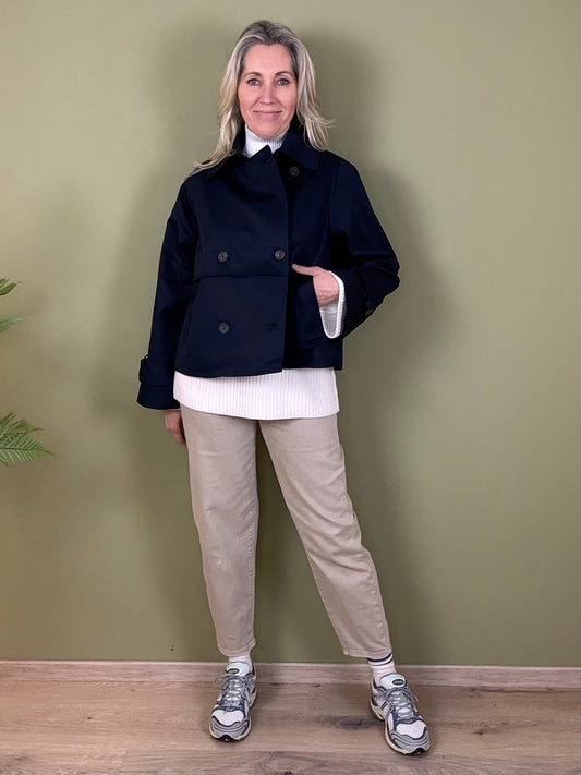 With Black Trenchcoat Ophelia Donkerblauw - Peet kleding